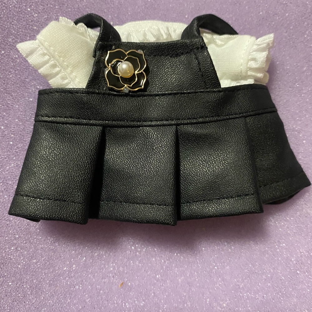 Labubu Black and White Dress with Pearl Accent